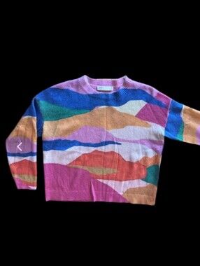 La Petite Étoile Paris Sz Med Soft Colorful Crewneck Sweater Pink, Blue, Orange